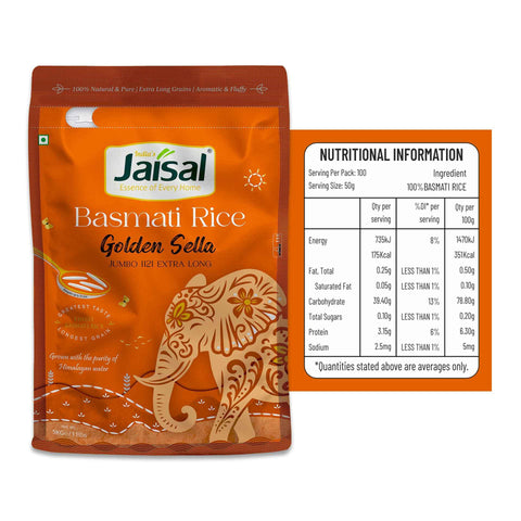 Jaisal Golden Sella Basmati Rice - Premium Quality for Exquisite Flavors - Jaisal Organic